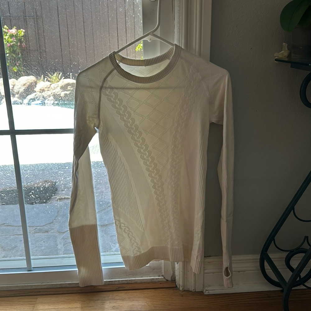 White Lululemon embroidered long sleeve